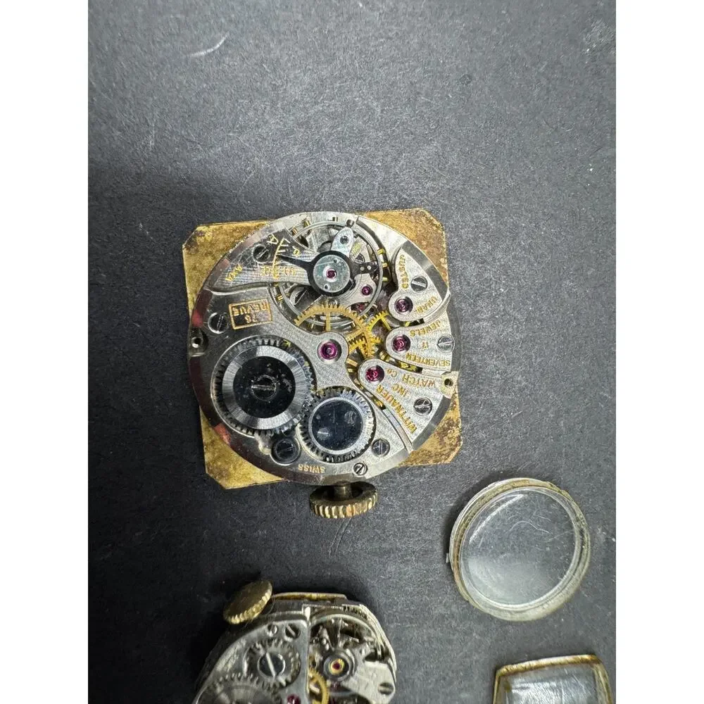 Lot of Vintage Watch Movements Dial Case Bulova Dufonte Benrus Wittnauer Elgin